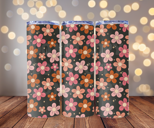 Flowers & Stars 20 oz Skinny Tumbler Sublimation Transfer - Seamless