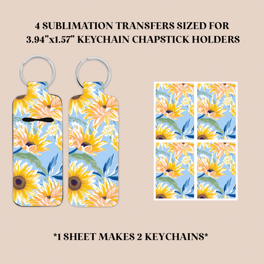 Sunflowers Keychain Chapstick Holder Sublimation Transfer
