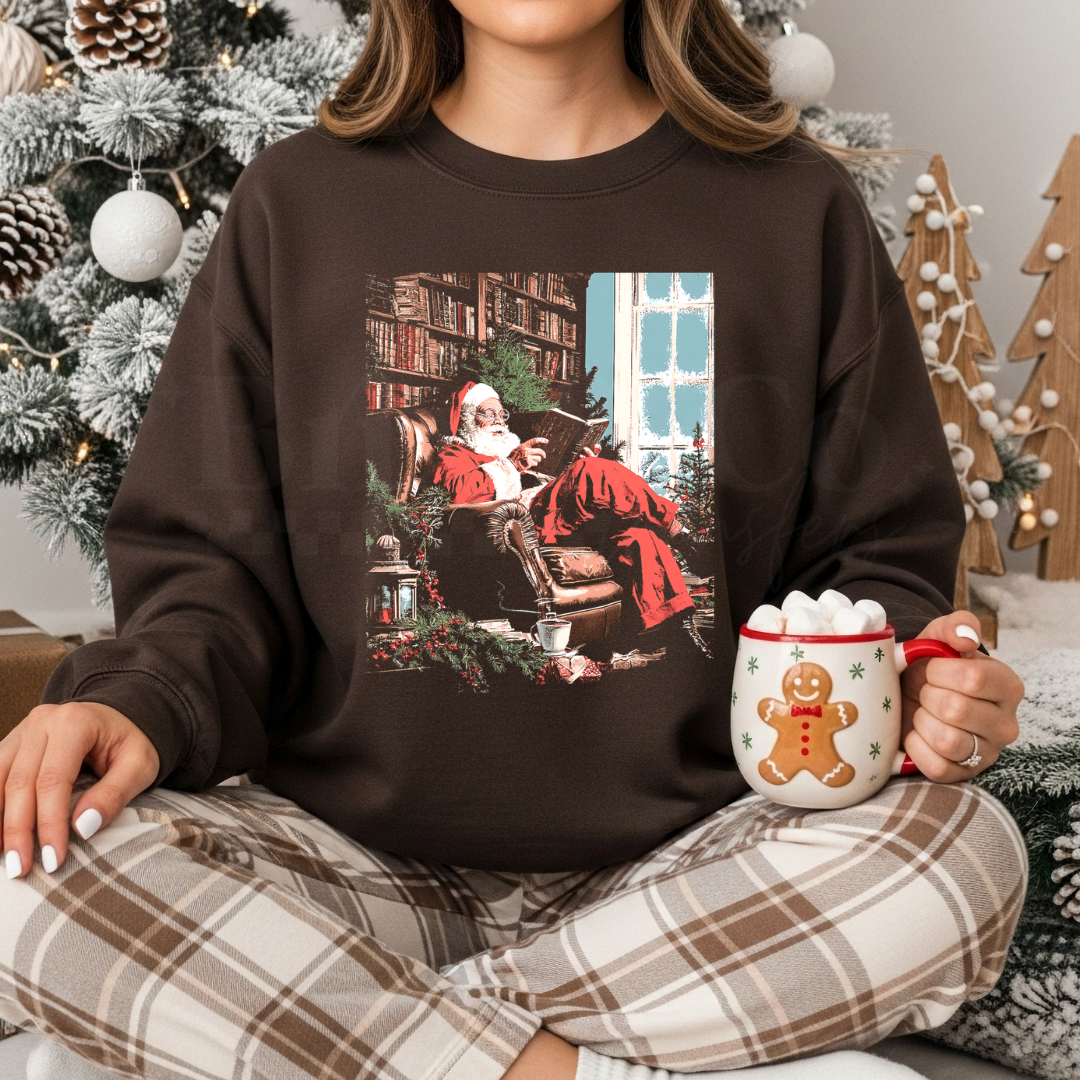 Halftone Bookish Santa DTF HOT PEEL **PREORDER 5-7 BUSINESS DAYS**