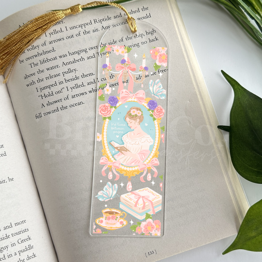 She Lives Between Pages UVDTF Bookmark