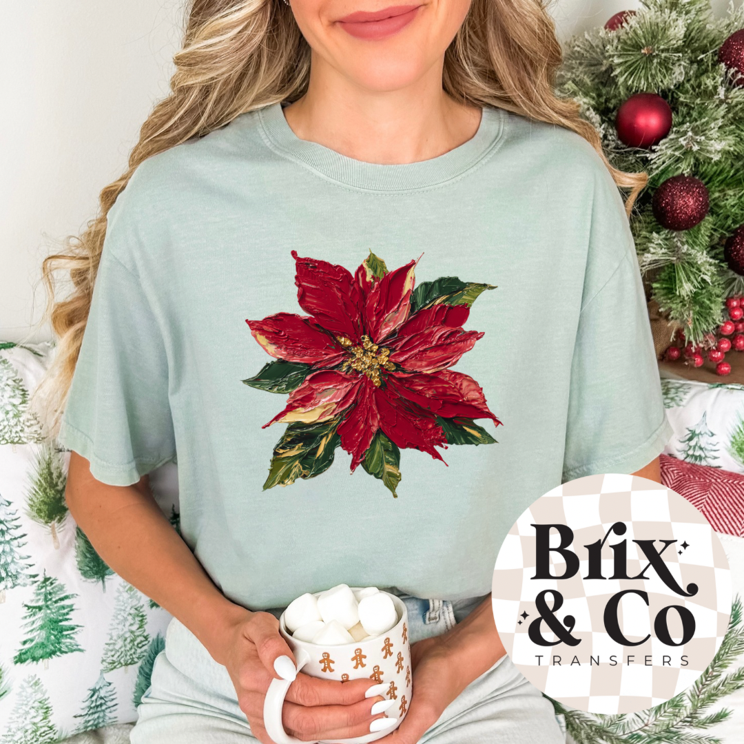 Faux Paint Poinsettia DTF HOT PEEL