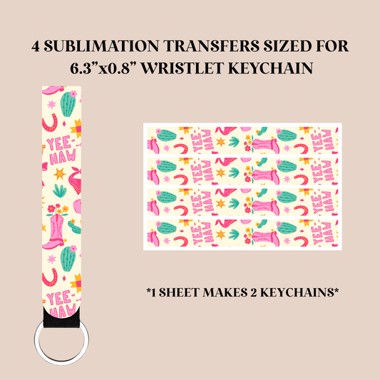 Yee-Haw Doodles Wristlet Keychain Sublimation Transfer