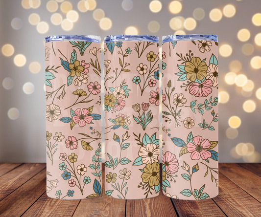 Boho Flowers 20 oz Skinny Tumbler Sublimation Transfer - Seamless