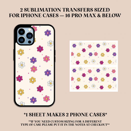 Pink & Purple Flowers Phone Case Sublimation Transfer