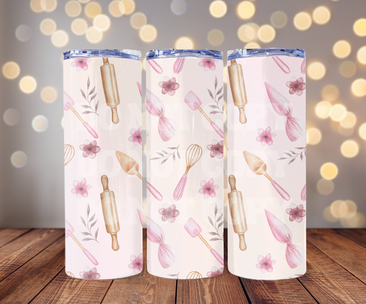 Baking 20 oz Skinny Tumbler Sublimation Transfer - Seamless