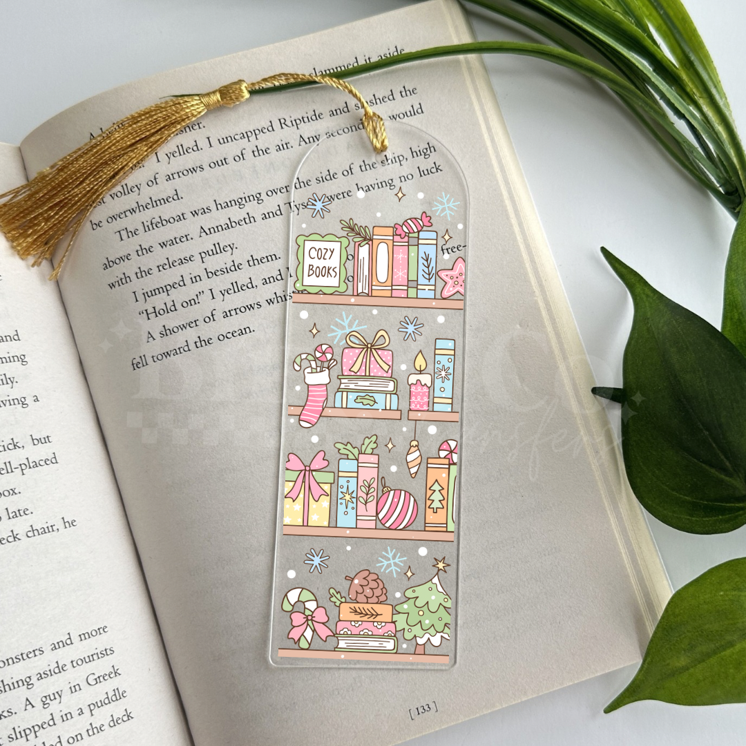 Christmas Bookshelf UVDTF Bookmark