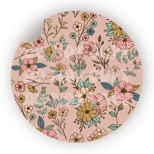Boho Flowers Car Coaster Sublimation Transfer (Set of 2)