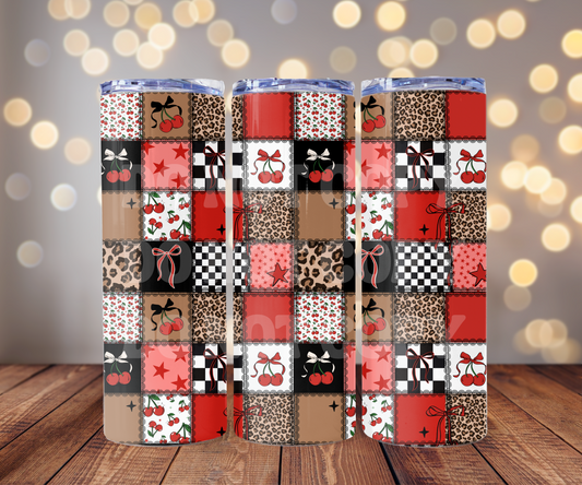 Edgy Patchwork 20 oz Skinny Tumbler Sublimation Transfer - Not Seamless