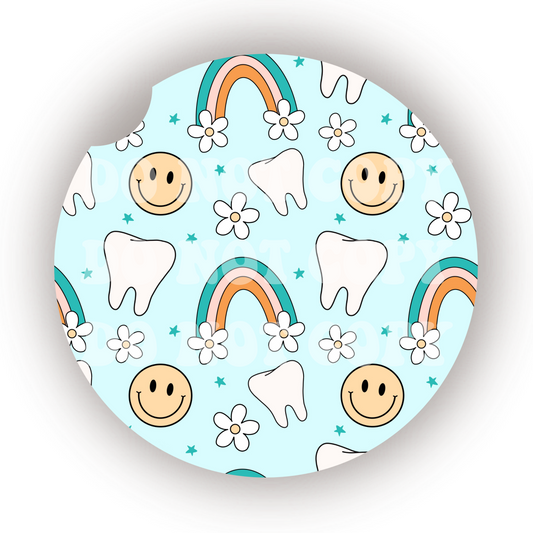 Dental Happy Face Car Coaster Sublimation Transfer (Set of 2)