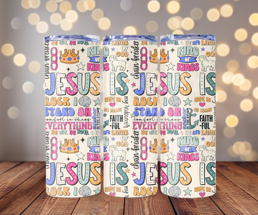 Jesus Is 20 oz Skinny Tumbler Sublimation Transfer - Seamless