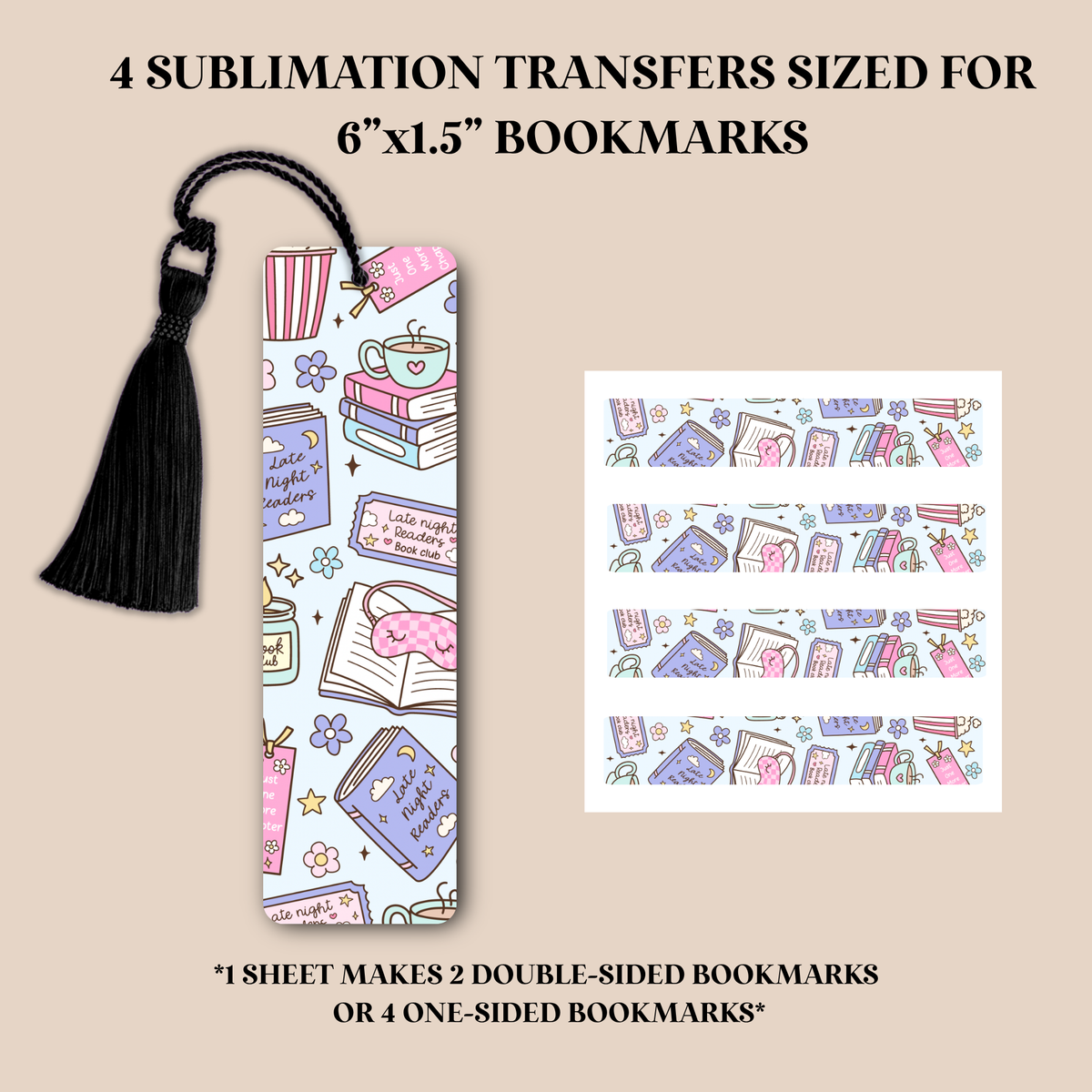 Late Night Reader Bookmark Sublimation Transfer