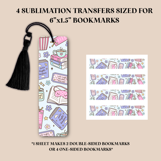 Late Night Reader Bookmark Sublimation Transfer