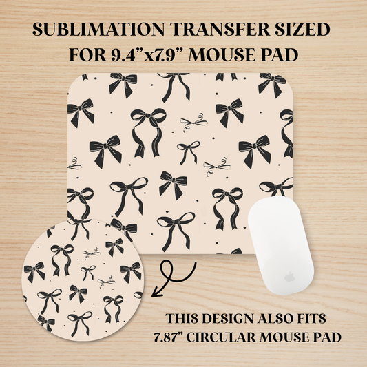 Black Bows Mouse Pad Sublimation Transfer