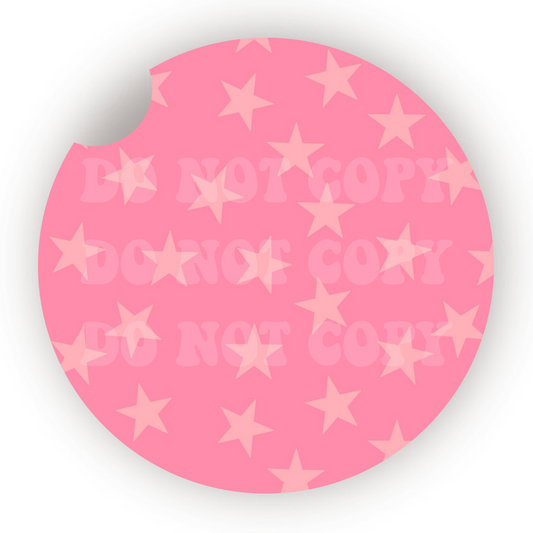 Pink Stars Car Coaster Sublimation Transfer (Set of 2)