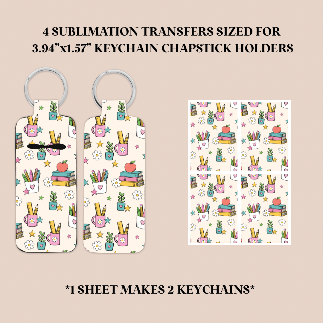Teacher Doodles Keychain Chapstick Holder Sublimation Transfer