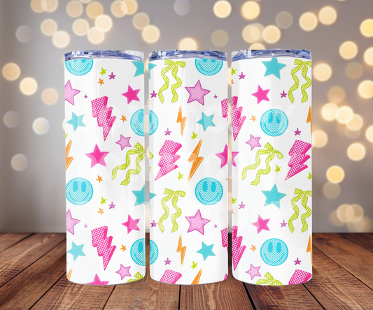 Neon Doodles 20 oz Skinny Tumbler Sublimation Transfer - Seamless