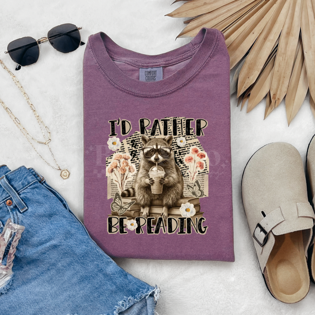 Rather Be Reading Raccoon DTF HOT PEEL