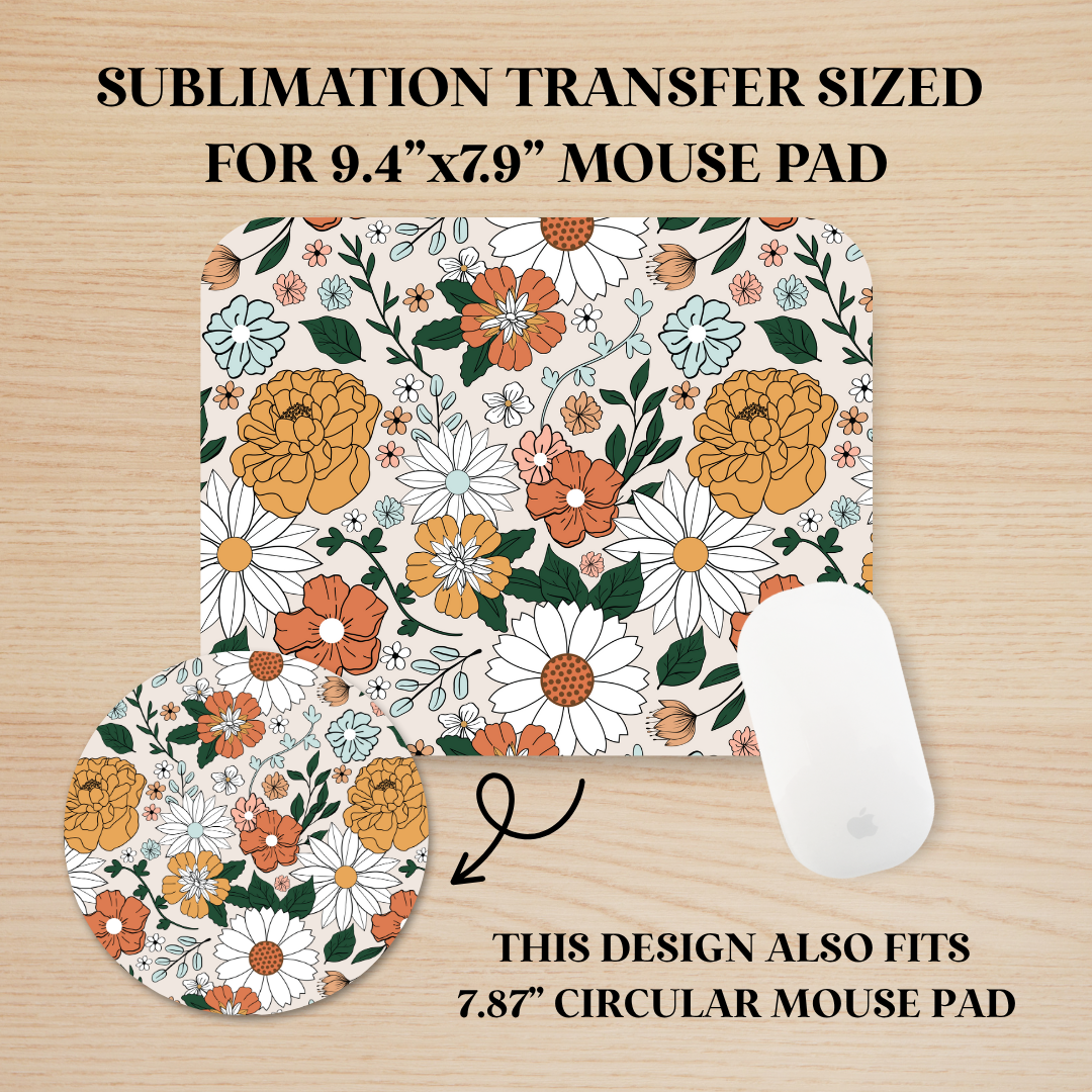 Fall Floral Mouse Pad Sublimation Transfer