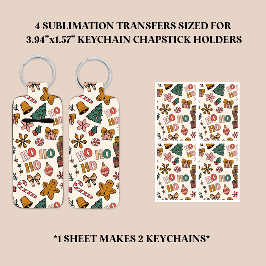 Christmas Doodles Keychain Chapstick Holder Sublimation Transfer