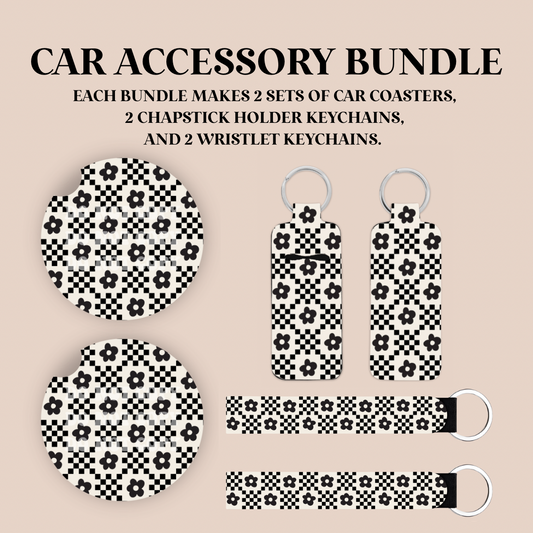 Black Checker Flowers Sublimation Transfer Bundle