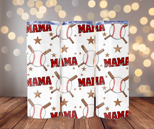 Baseball Mama 20 oz Skinny Tumbler Sublimation Transfer - Seamless