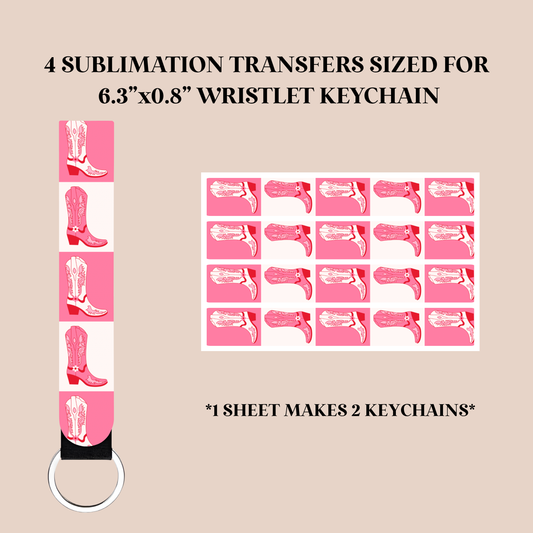 Checker Boots Wristlet Keychain Sublimation Transfer