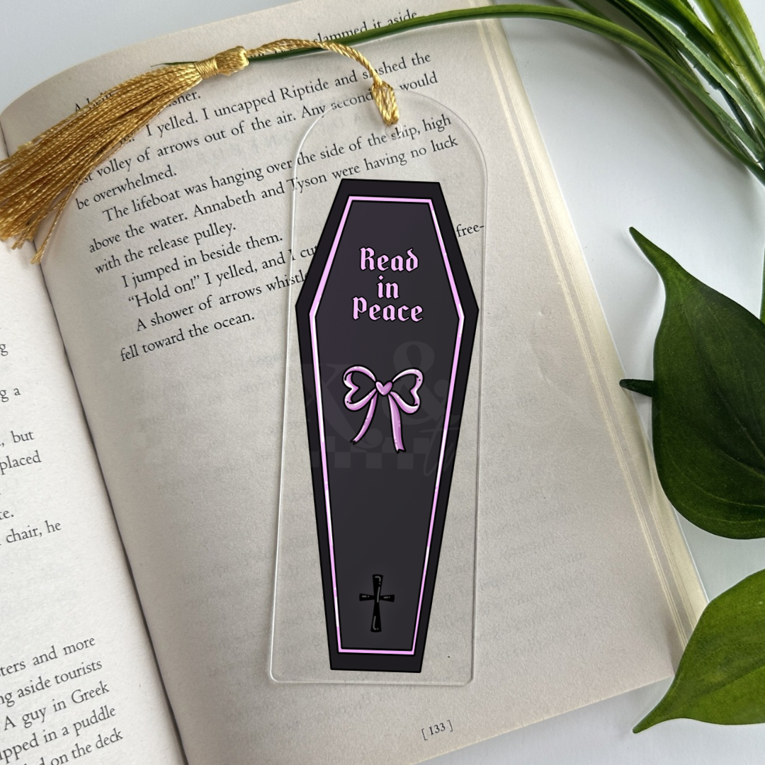 Read In Peace Coffin UVDTF Bookmark