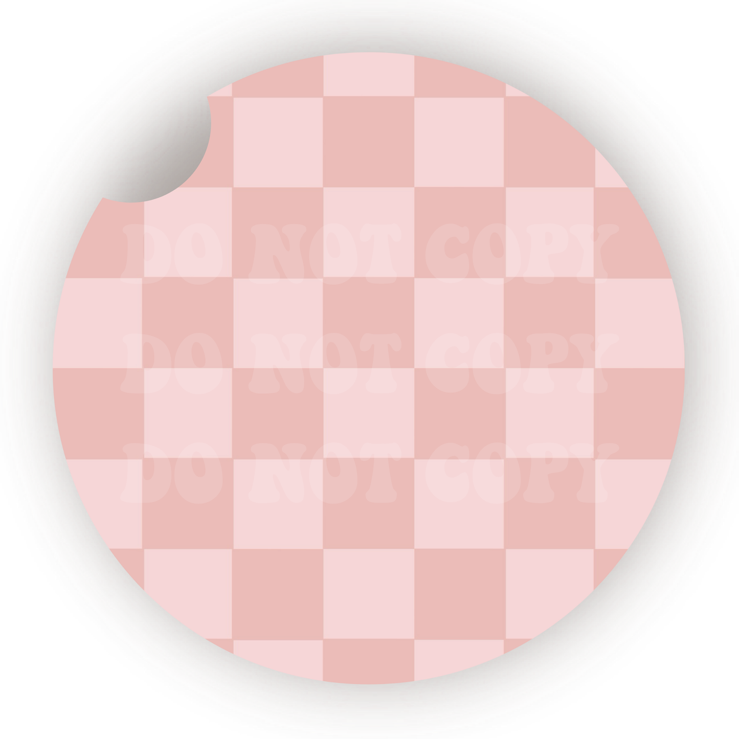 Light Pink Checker Car Coaster Sublimation Transfer (Set of 2)