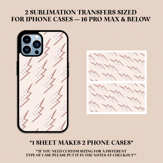 Checker Lightning Bolts Phone Case Sublimation Transfer