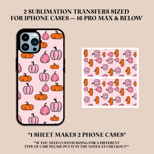 Pink & Orange Pumpkins Phone Case Sublimation Transfer