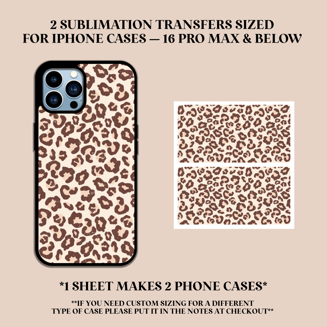 Neutral Leopard Print Phone Case Sublimation Transfer