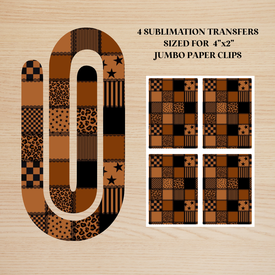 Brown Edgy Patchwork Jumbo Paperclip Sublimation Transfer
