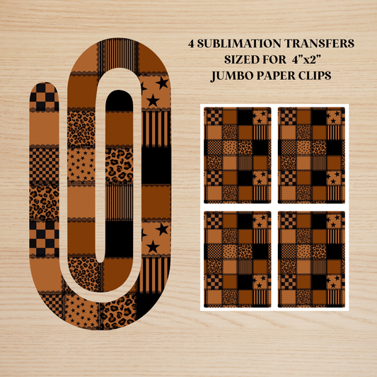 Brown Edgy Patchwork Jumbo Paperclip Sublimation Transfer