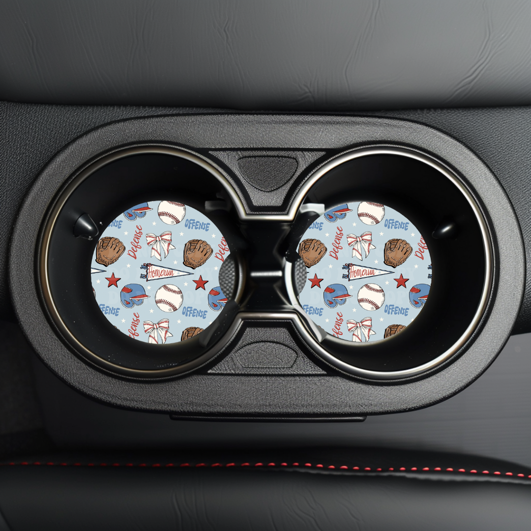 Baseball Doodles Car Coaster Sublimation Transfer (Set of 2)