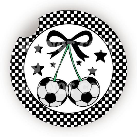 Soccer Cherries Car Coaster Sublimation Transfer (Set of 2)