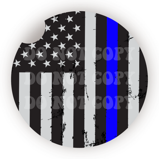 Police Officer Flag Car Coaster Sublimation Transfer (Set of 2)