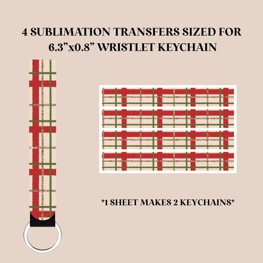 Christmas Plaid Wristlet Keychain Sublimation Transfer