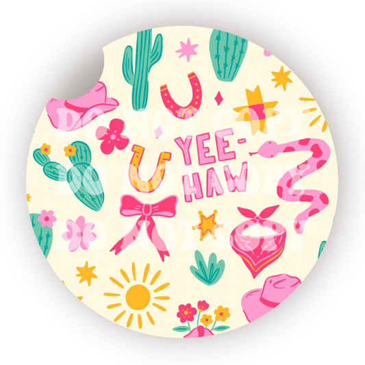 Yee-Haw Doodles Car Coaster Sublimation Transfer (Set of 2)
