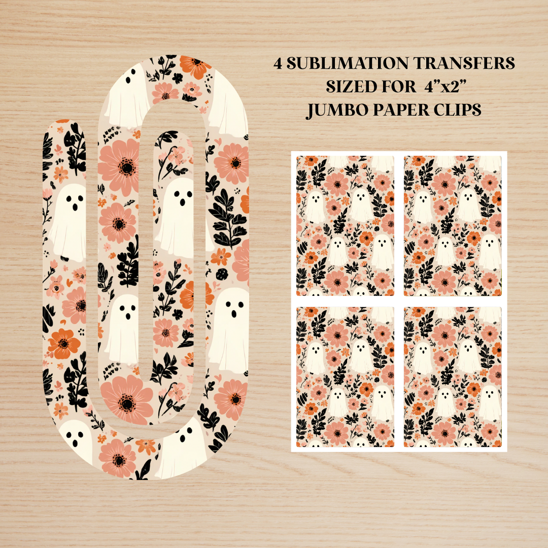Floral Ghosts Jumbo Paperclip Sublimation Transfer