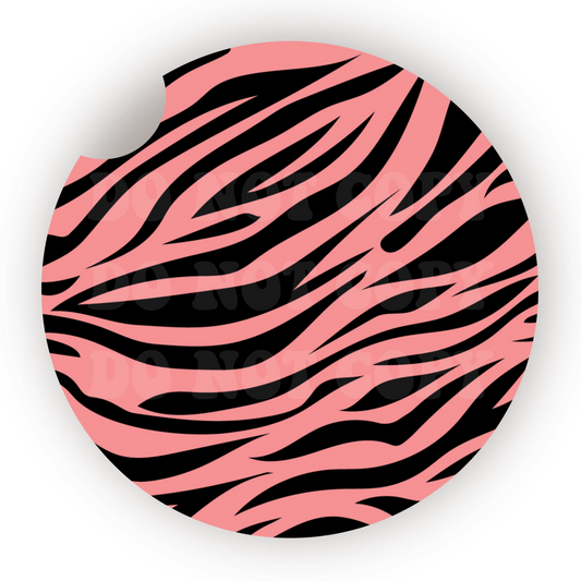 Pink Zebra Print Car Coaster Sublimation Transfer (Set of 2)
