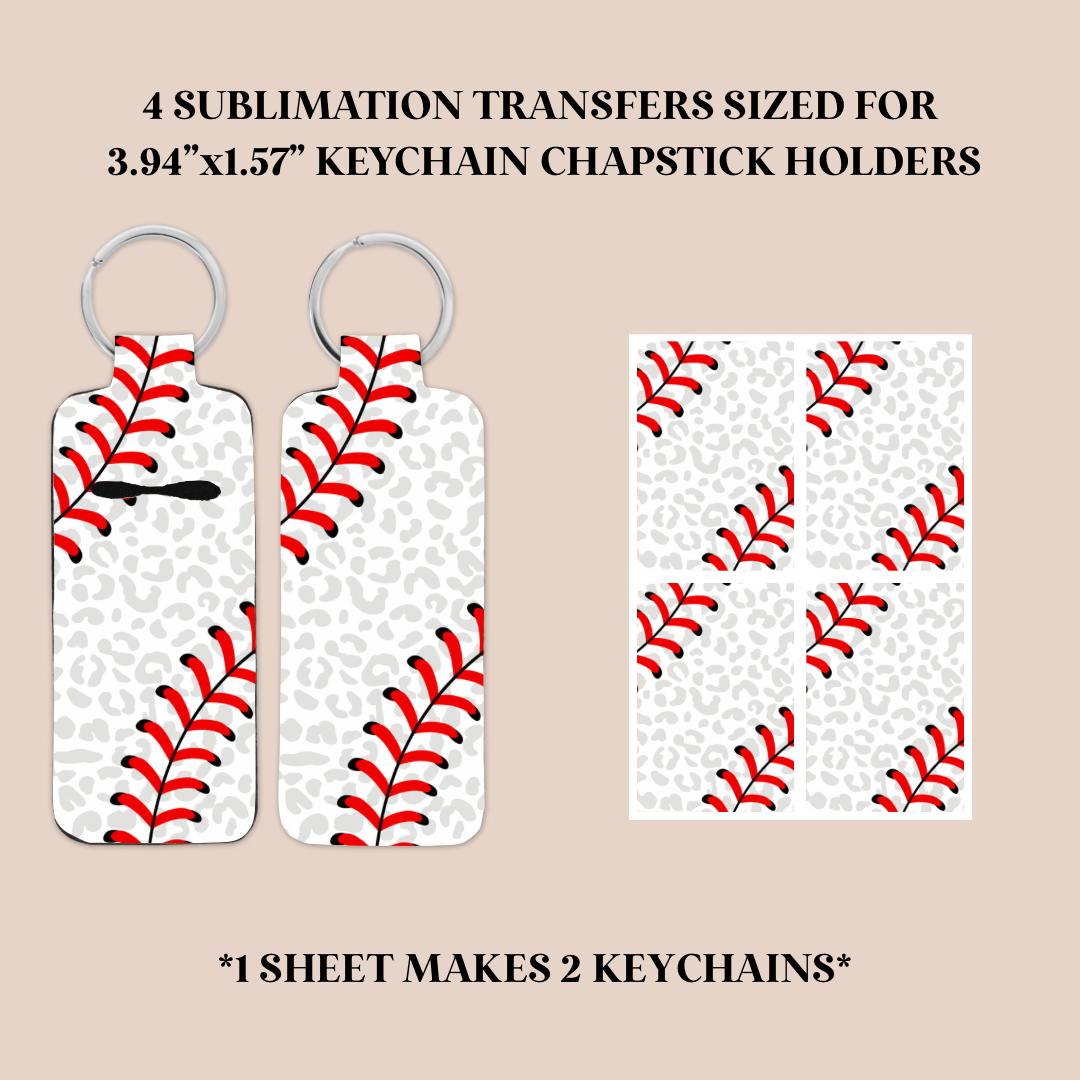 Leopard Baseball Keychain Chapstick Holder Sublimation Transfer