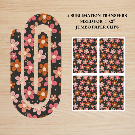 Flowers & Stars Jumbo Paperclip Sublimation Transfer