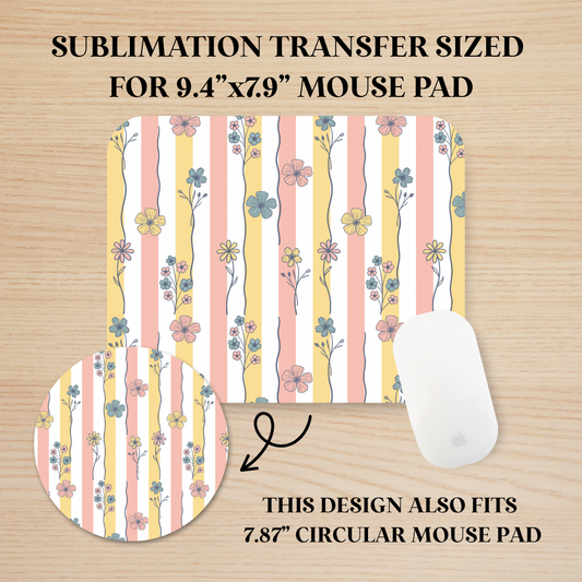 Floral Stripes Mouse Pad Sublimation Transfer