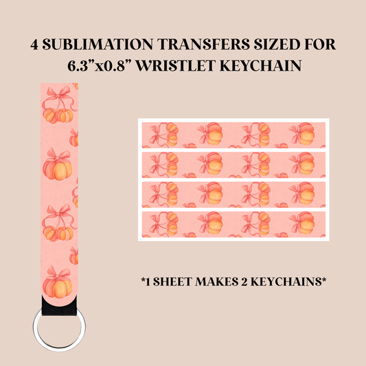 Coquette Pumpkins Wristlet Keychain Sublimation Transfer