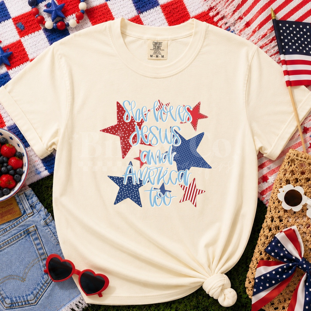 She Loves Jesus And America Too DTF HOT PEEL
