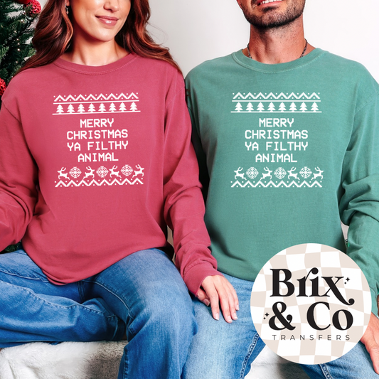 Merry Christmas Ya Filthy Animal Single Color