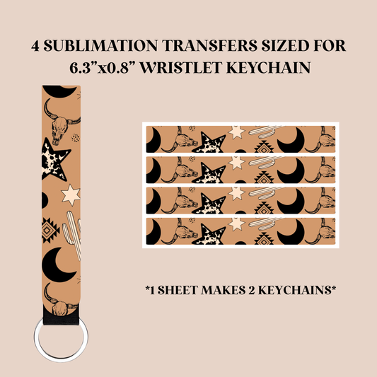 Western Doodles Wristlet Keychain Sublimation Transfer