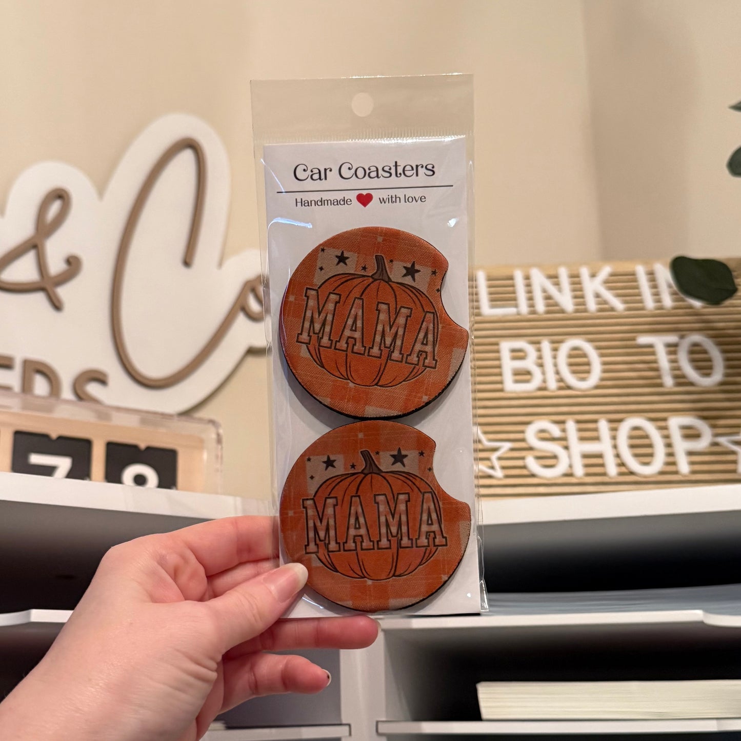 Pumpkin Mama Car Coasters