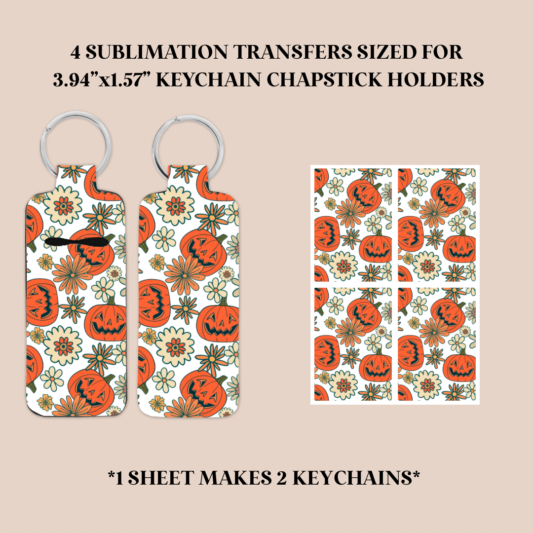 Floral Jacks Keychain Chapstick Holder Sublimation Transfer
