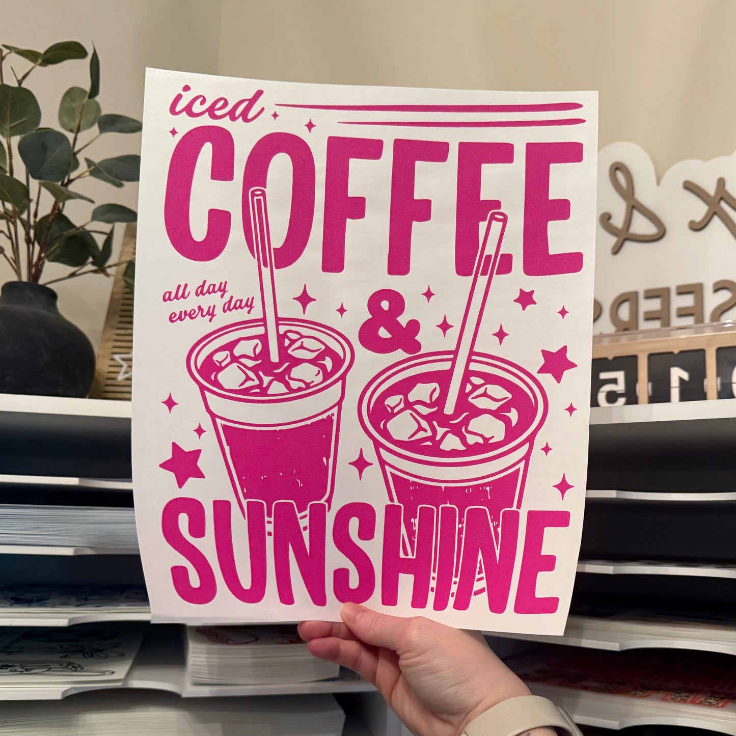 Iced Coffee And Sunshine Single Color (Hot Pink)